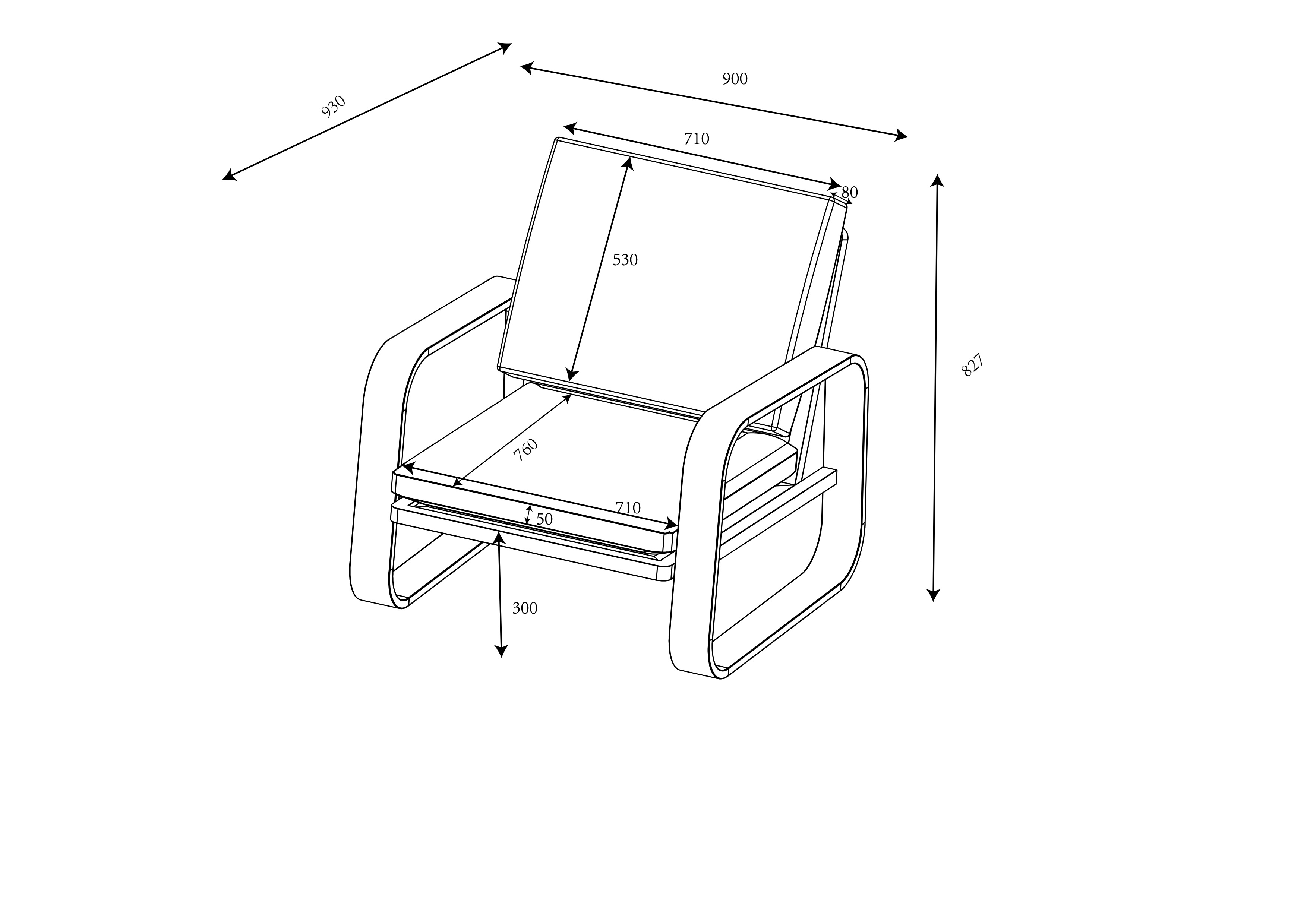Orka 3 Seat Lounge Set dimensions